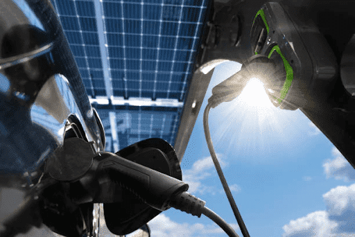 ombrière photovoltaïque et borne de recharge 