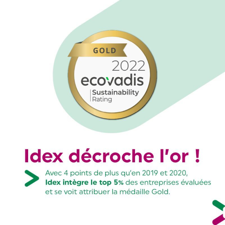 Médaille d'or Ecovadis pour Idex 