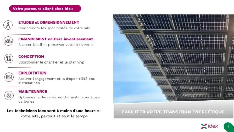 Le parcours client Idex — de l’étude à la maintenance