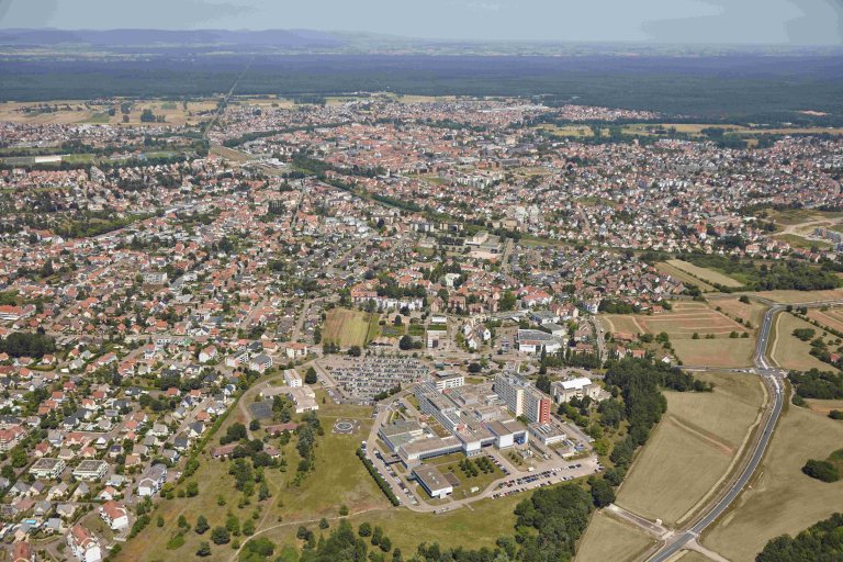 Vue aérienne de la ville de Haguenau 